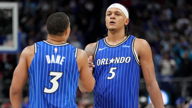 Desmond Bane and Paolo Banchero of the Orlando Magic
