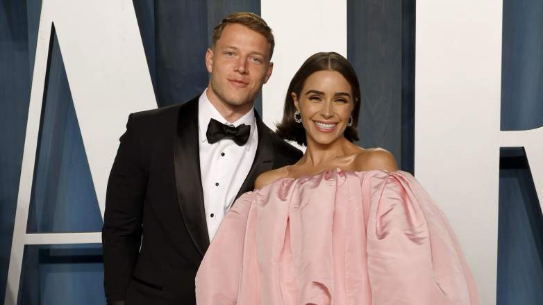 Christian McCaffrey and Olivia Culpo attend the 2022 Vanity Fair Oscar Party in Beverly Hills