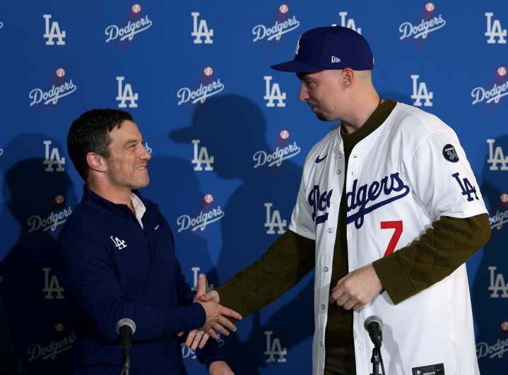 Los Angeles Dodgers president of baseball operations and starting pitcher Blake Snell.