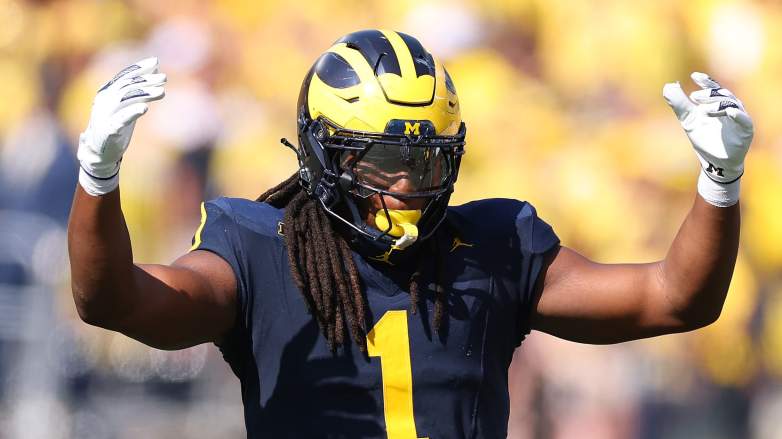 Jaishawn Barham #1 of the Michigan Wolverines was drafted by the Dallas Cowboys.