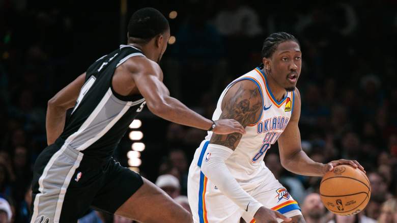 Jalen Williams defends De’Aaron Fox during Thunder vs Spurs playoff game