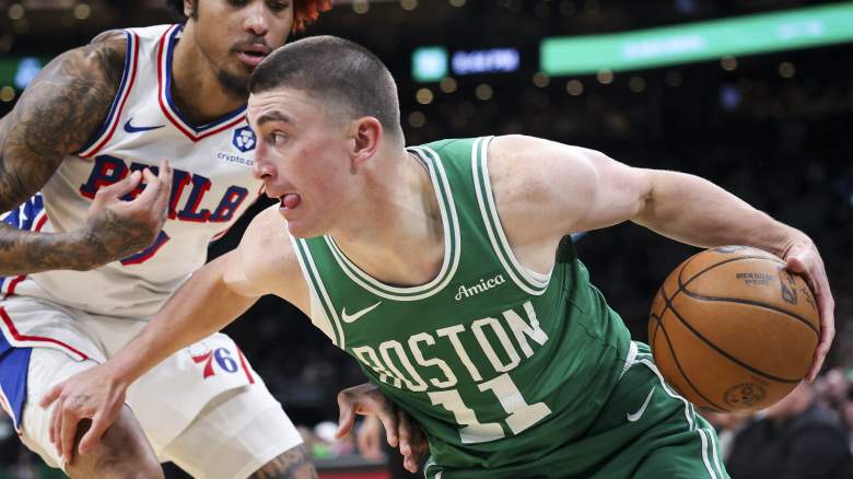 Payton Pritchard #11 of the Boston Celtics