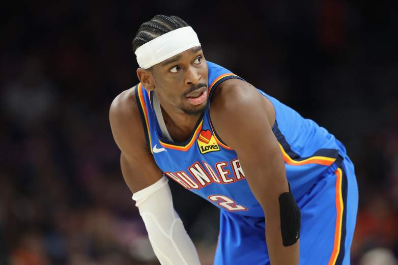 Oklahoma City Thunder start Shai Gilgeous-Alexander during an NBA game.