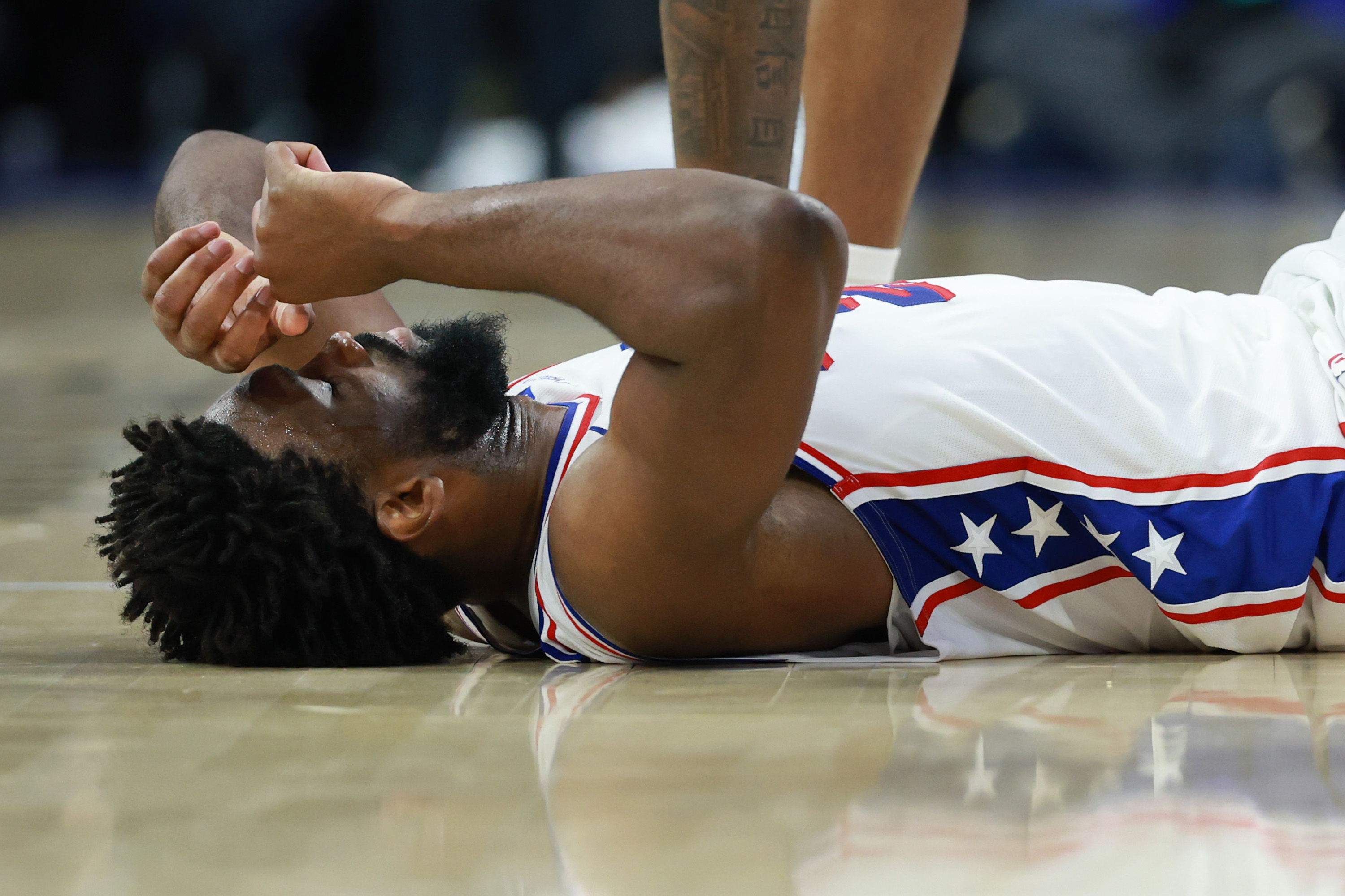 Philadelphia 76ers star Joel Embiid is out for Game 2 against the New York Knicks with ankle and hip injuries.