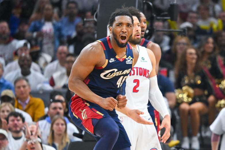 Cleveland Cavaliers guard Donovan Mitchell reacts during a game.(Photo by Jason Miller/Getty Images)