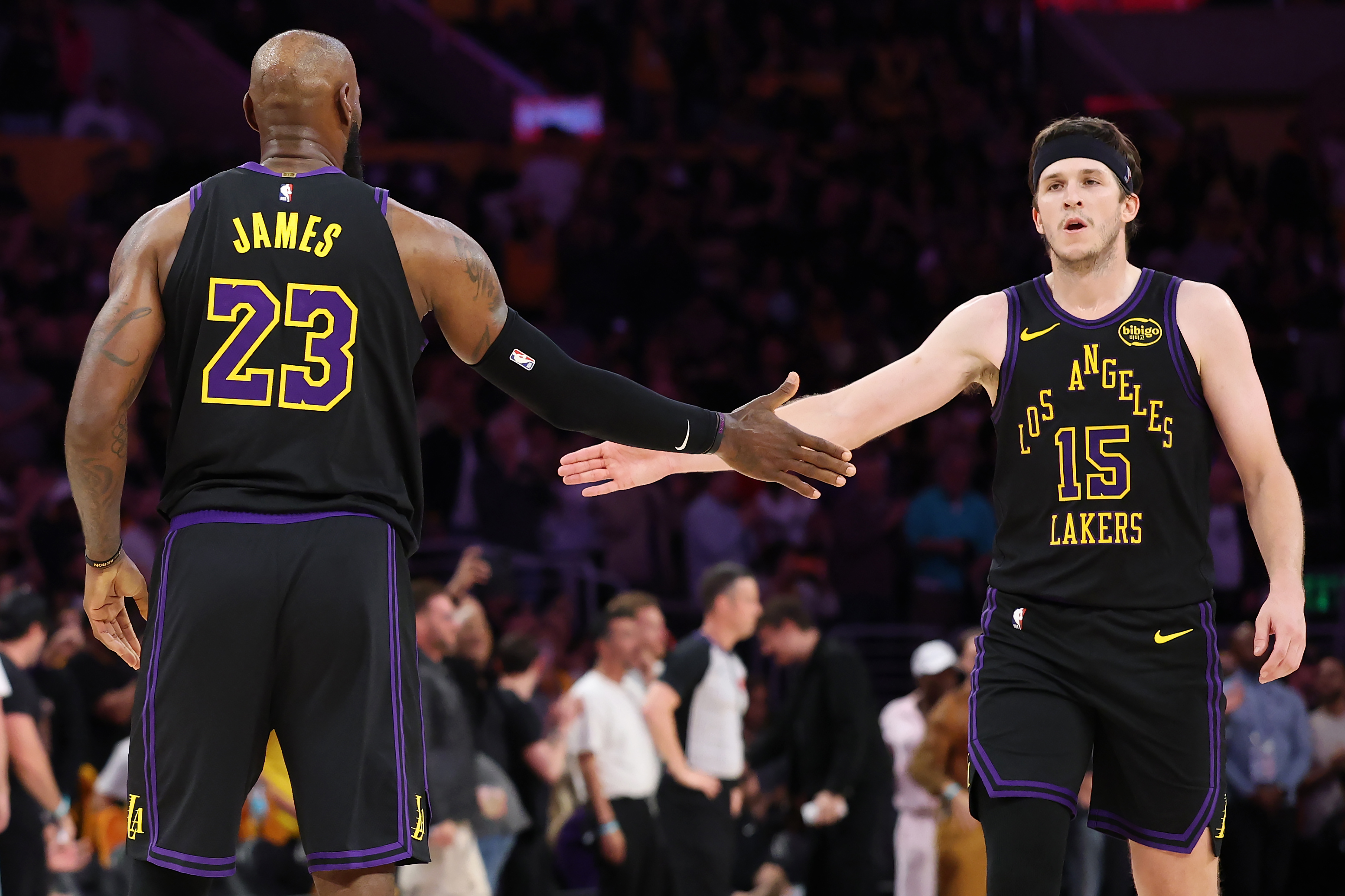 Los Angeles Lakers' Lebron James praises Austin Reaves as a teammate following free agency speculation.