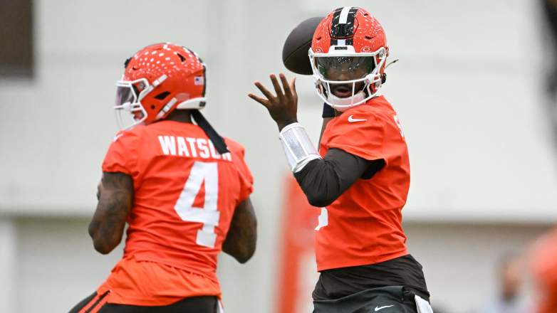 Browns QB Shedeur Sanders at OTAs.