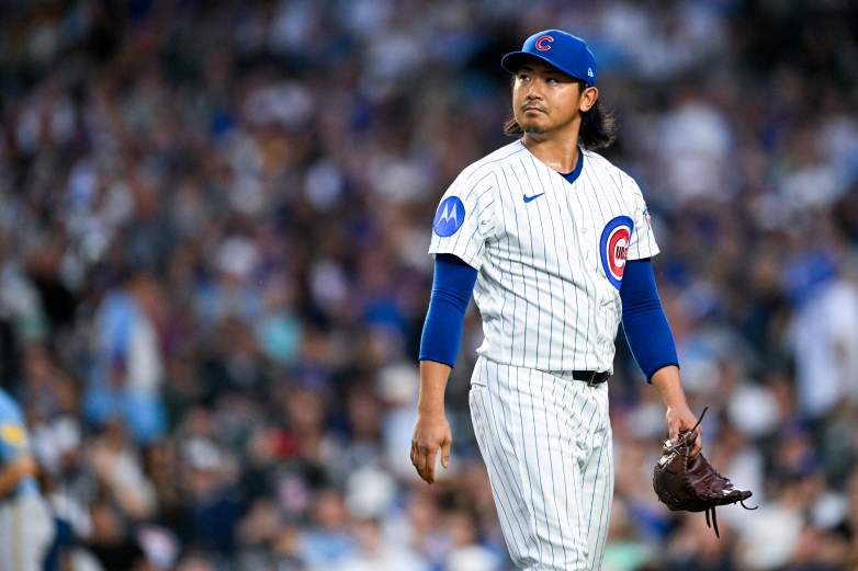 Chicago Cubs pitcher Shota Imanaga after Milwaukee Brewers outfielder Christian Yelich hits a home run.