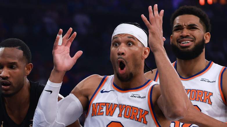 Josh Hart reacting during Knicks Game 1 comeback against Cavaliers