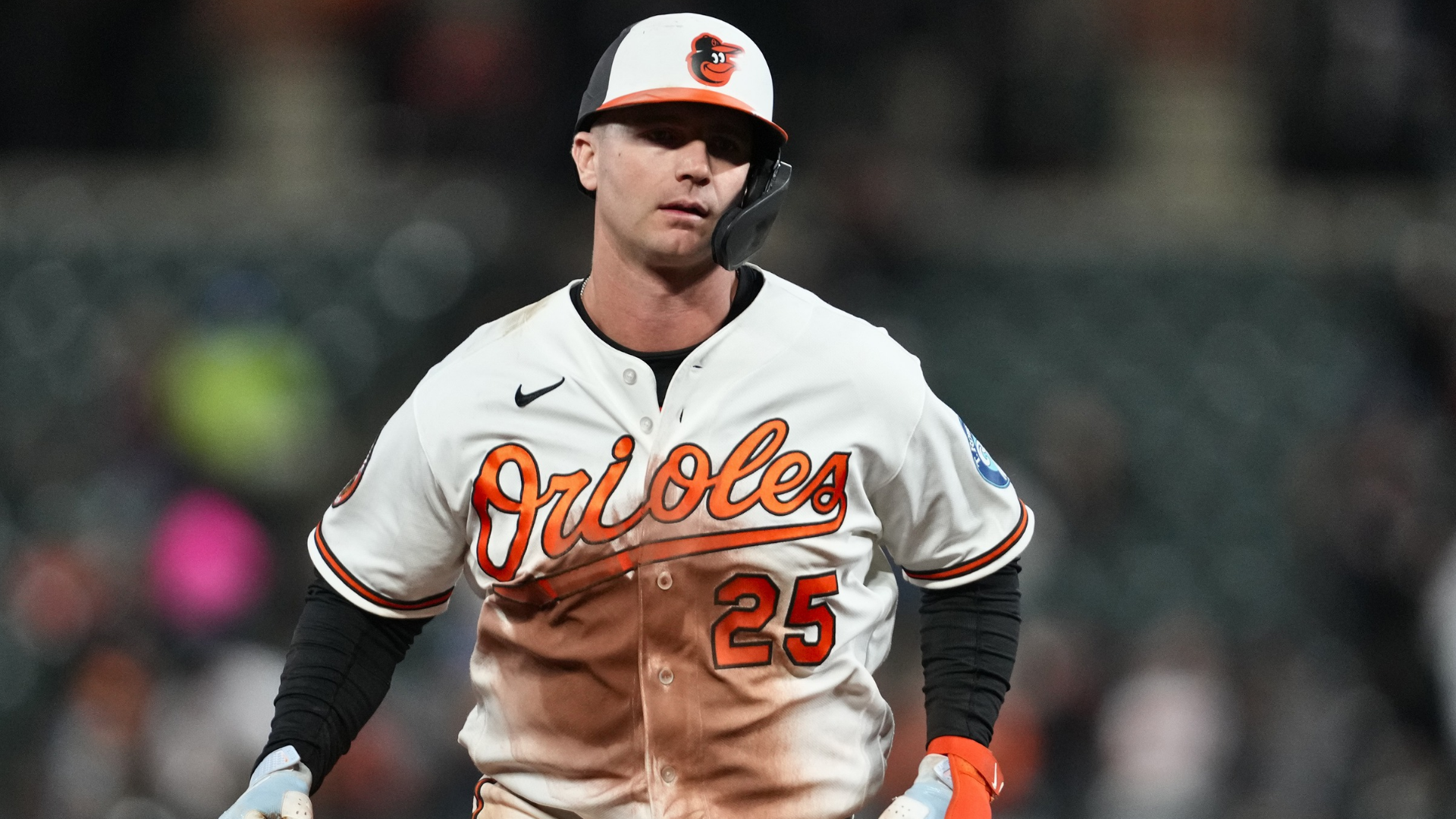 Pete Alonso #25 of the Baltimore Orioles rounds the bases on his two-run home run on the fifth inning against the Houston Astros at Oriole Park at Camden Yards on April 28, 2026 in Baltimore, Maryland. (Photo by Mitchell Layton/Getty Images)