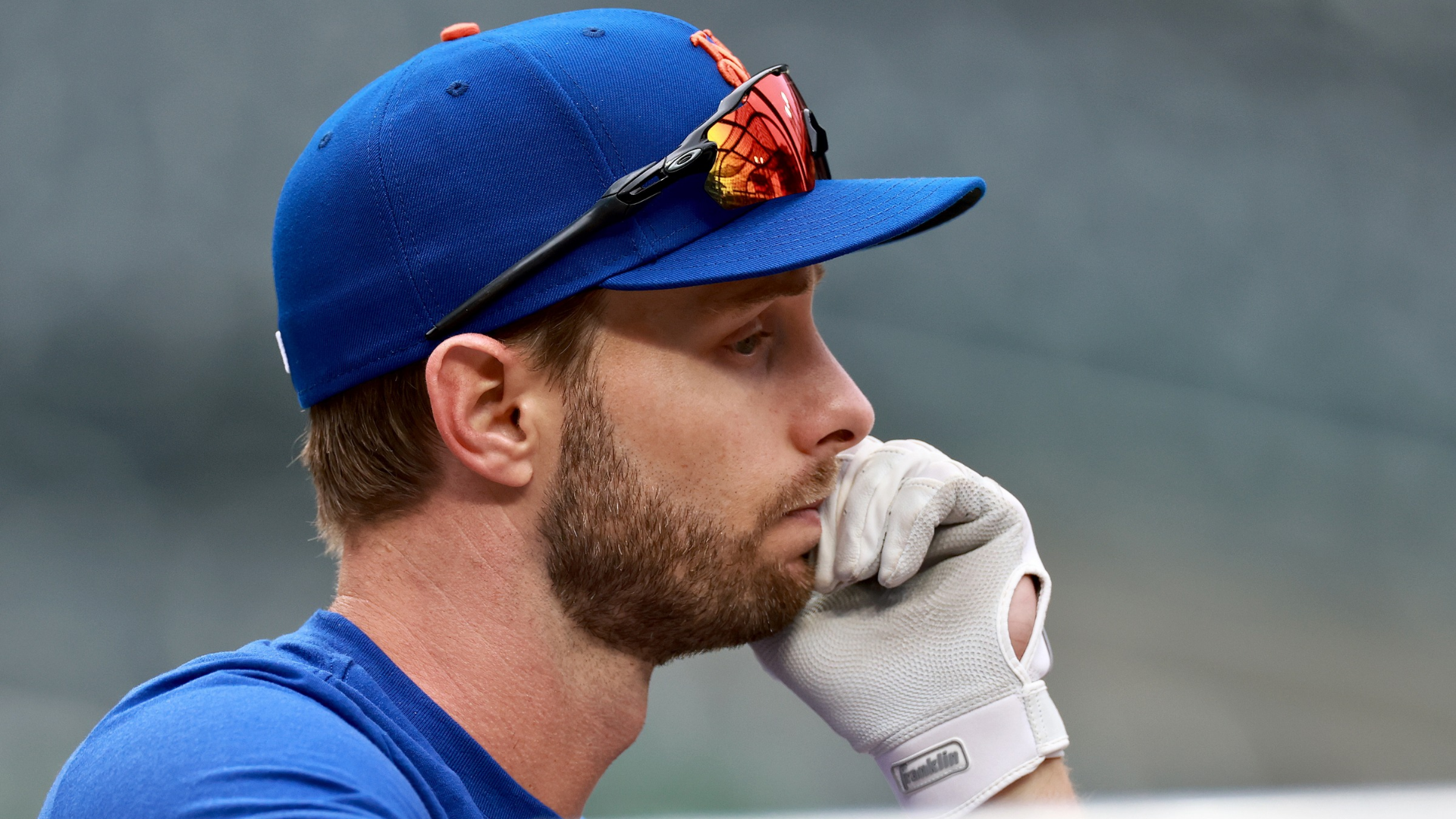Austin Slater #40 of the New York Mets looks on during batting practice before the game against the Washington Nationals at Citi Field on April 28, 2026 in the Flushing neighborhood of the Queens borough of New York City. (Photo by Elsa/Getty Images)