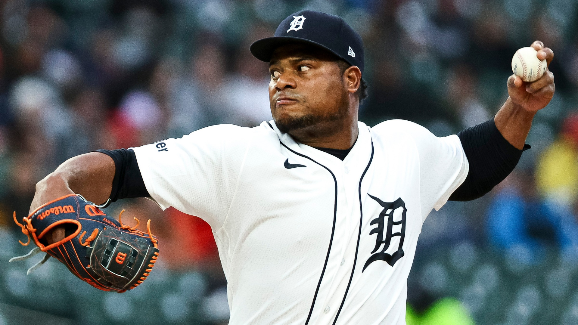 Framber Valdez #59 of the Detroit Tigers walks to the clubhouse after being ejected from the game during the fourth inning of the game against the Boston Red Sox at Comerica Park on May 05, 2026 in Detroit, Michigan. (Photo by Mike Mulholland/Getty Images)