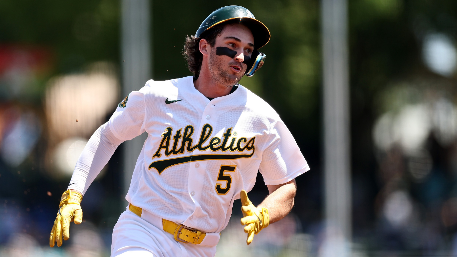 Jacob Wilson #5 of the Athletics runs to third base against the Kansas City Royals in the second inning at Sutter Health Park on April 30, 2026 in Sacramento, California. (Photo by Ezra Shaw/Getty Images)