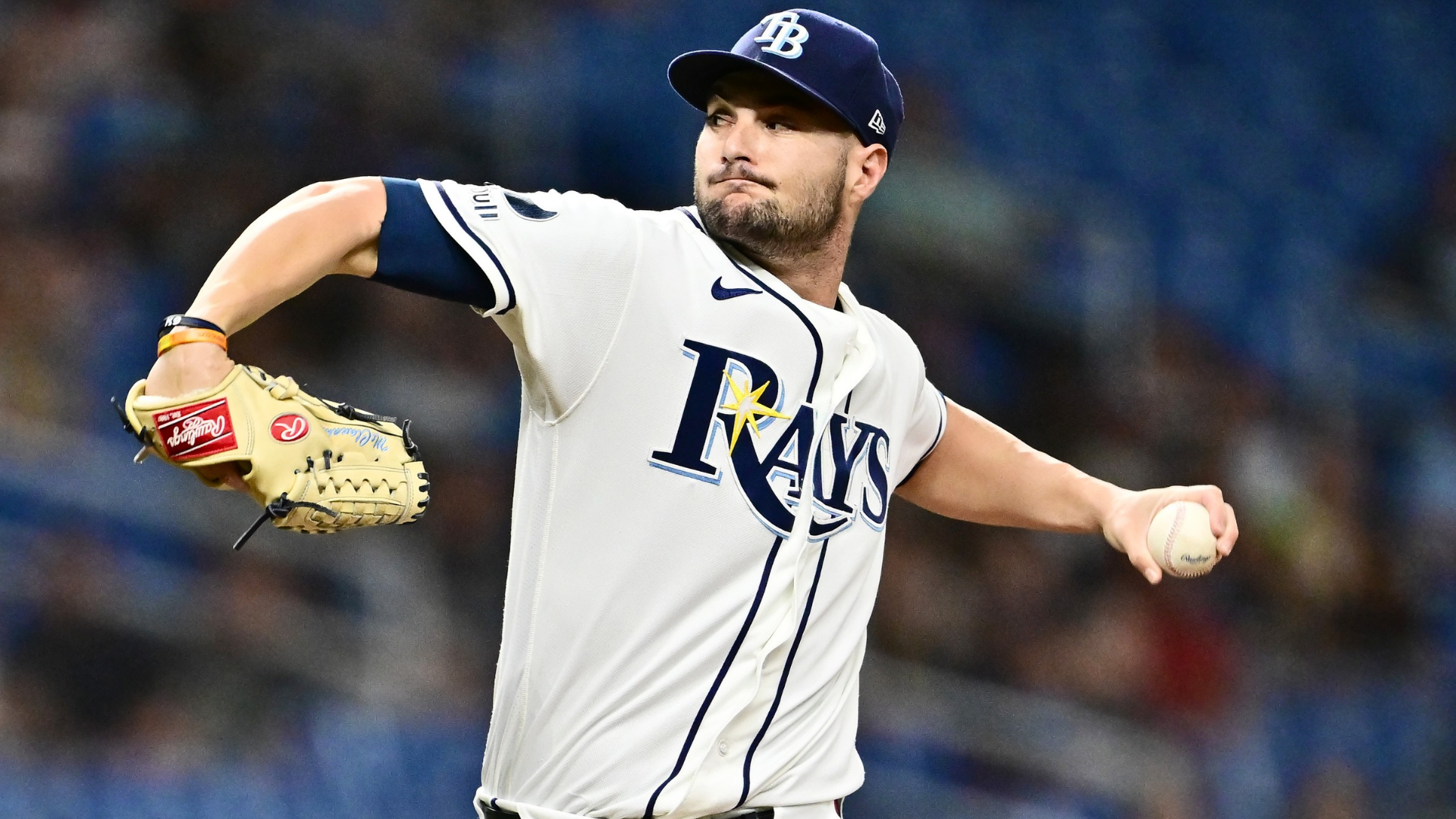 Shane McClanahan #18 of the Tampa Bay Rays delivers a pitch in the first inning against the Baltimore Orioles at Tropicana Field on May 18, 2026 in St Petersburg, Florida. (Photo by Julio Aguilar/Getty Images)