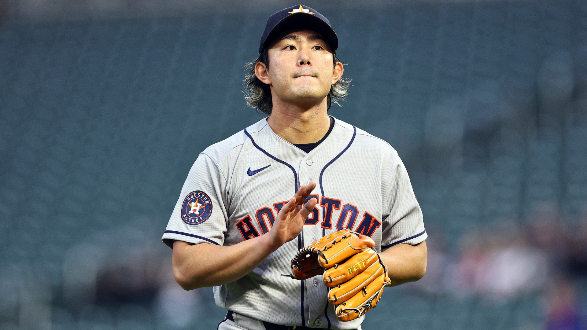 Tatsuya Imai #45 of the Houston Astros celebrates an out against the Minnesota Twins as he exits the field in the third inning at Target Field on May 18, 2026 in Minneapolis, Minnesota. (Photo by David Berding/Getty Images)
