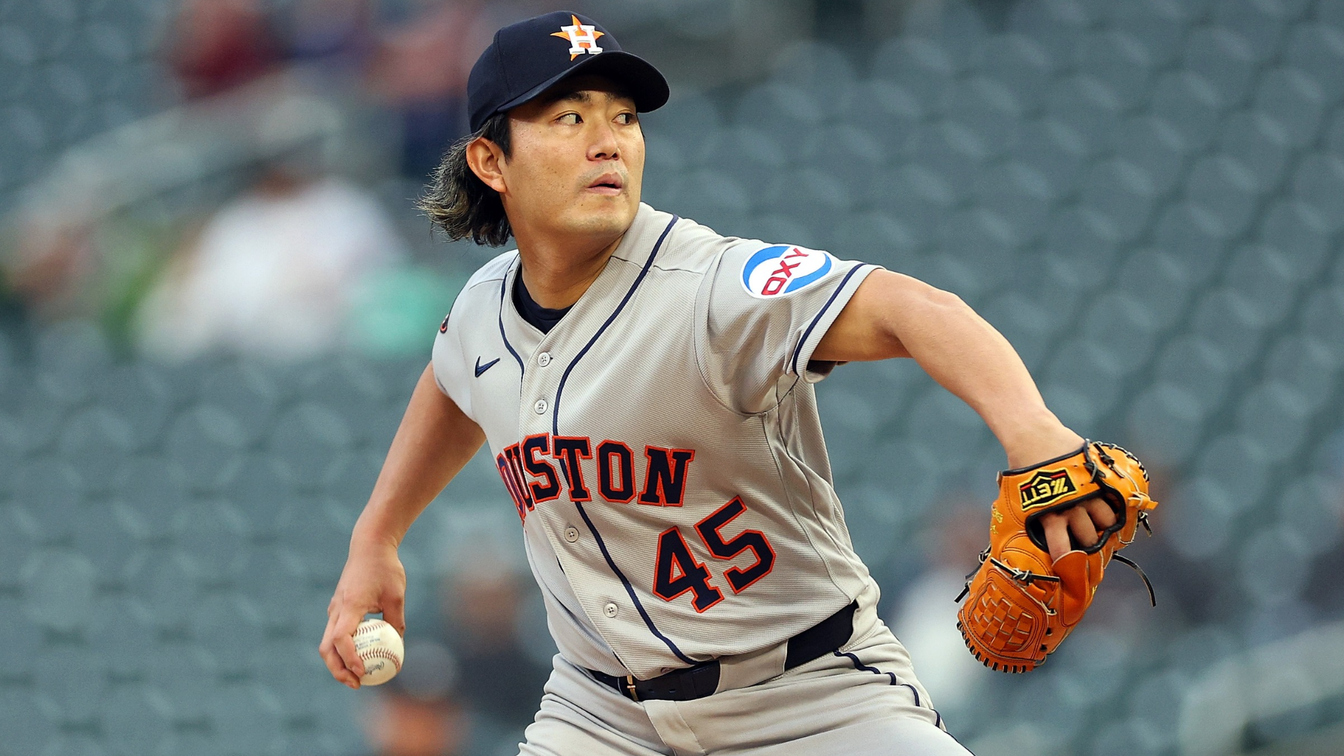 Tatsuya Imai #45 of the Houston Astros delivers a pitch against the Minnesota Twins in the first inning at Target Field on May 18, 2026 in Minneapolis, Minnesota. (Photo by David Berding/Getty Images)