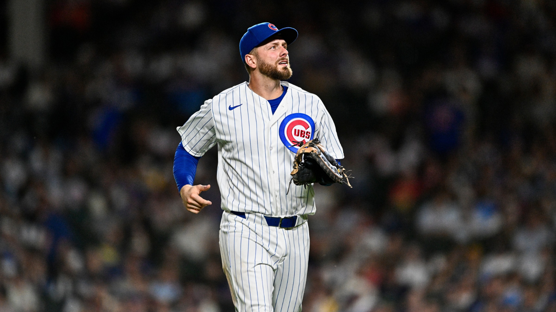 Michael Busch #29 of the Chicago Cubs looks on during the game against the Milwaukee Brewers at Wrigley Field on May 18, 2026 in Chicago, Illinois. (Photo by Zoe Davis/Getty Images)