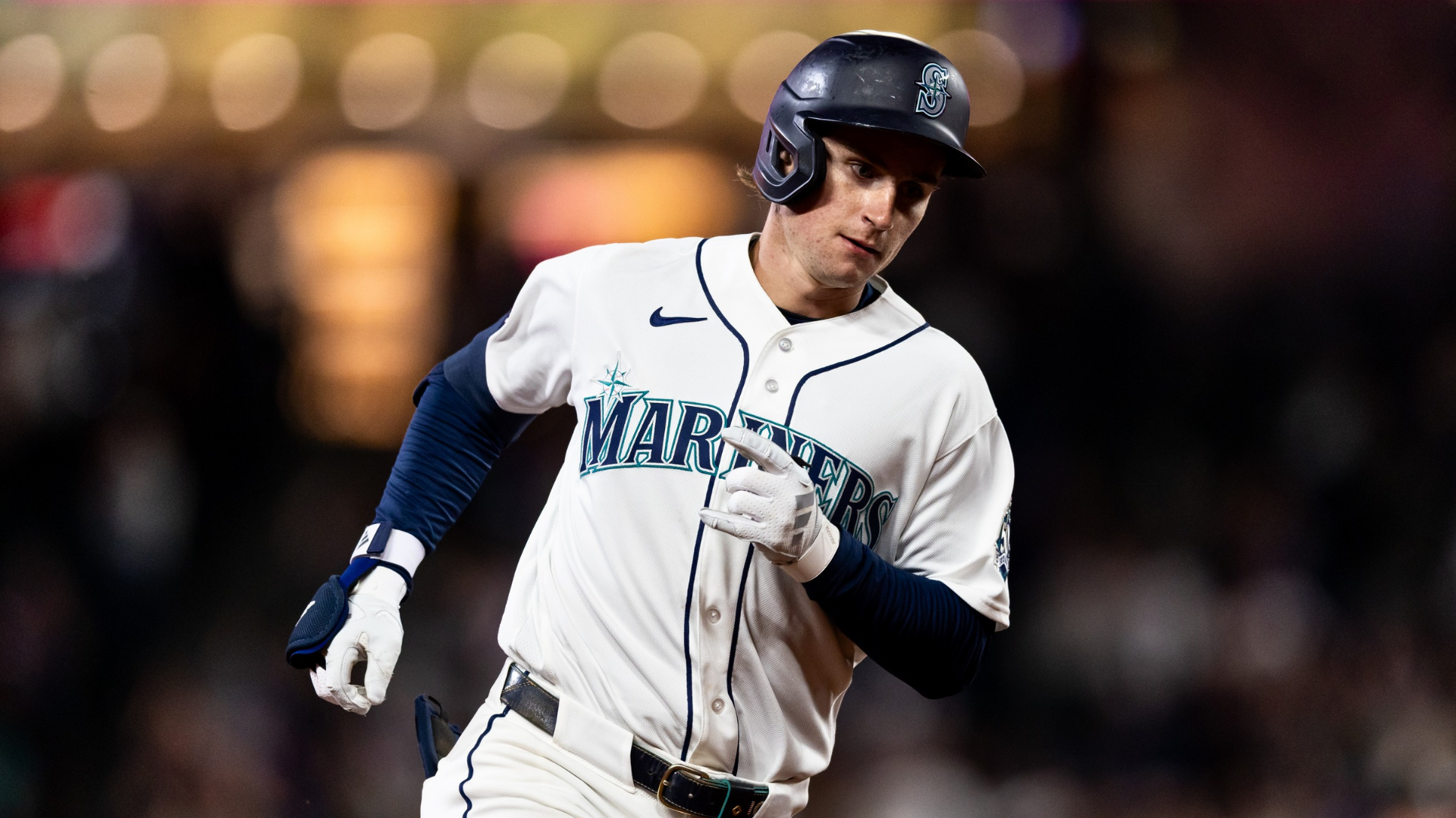 Colt Emerson #4 runs the bases after hitting a three run home run, his first major league hit, during the eighth inning against the Chicago White Sox at T-Mobile Park on May 18, 2026 in Seattle, Washington. (Photo by Maddy Grassy/Getty Images)