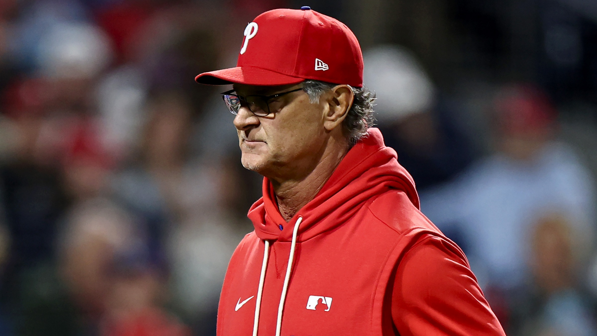Don Mattingly, interim manager for the Philadelphia Phillies, walks off the field in the eighth inning during a game against the San Francisco Giants at Citizens Bank Park on April 28, 2026 in Philadelphia, Pennsylvania. (Photo by Emilee Chinn/Getty Images)