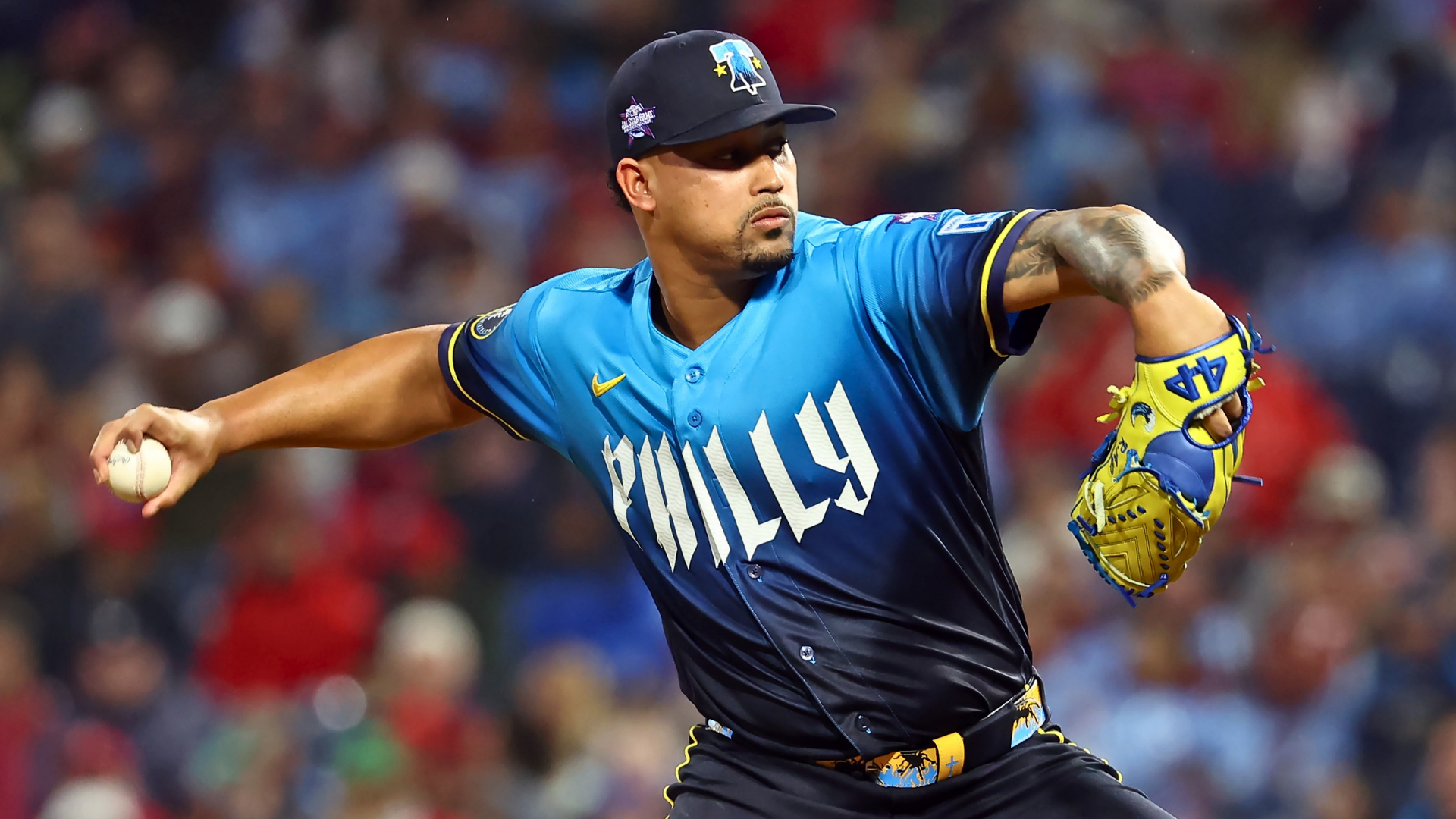 Jhoan Duran #59 of the Philadelphia Phillies throws a pitch in the ninth inning during a game against the Cleveland Guardians at Citizens Bank Park on May 22, 2026 in Philadelphia, Pennsylvania. The Guardians won 1-0. (Photo by Hunter Martin/Getty Images)