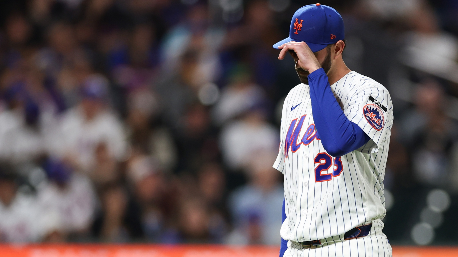 David Peterson #23 of the New York Mets walks off the mound after the sixth inning against the Cincinnati Reds at Citi Field on May 26, 2026 in the Queens borough of New York City. (Photo by Ishika Samant/Getty Images)