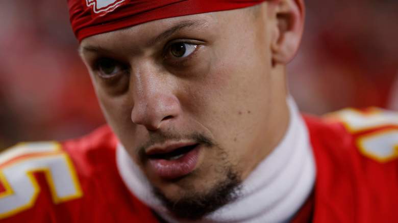 Patrick Mahomes reacts before his injury.