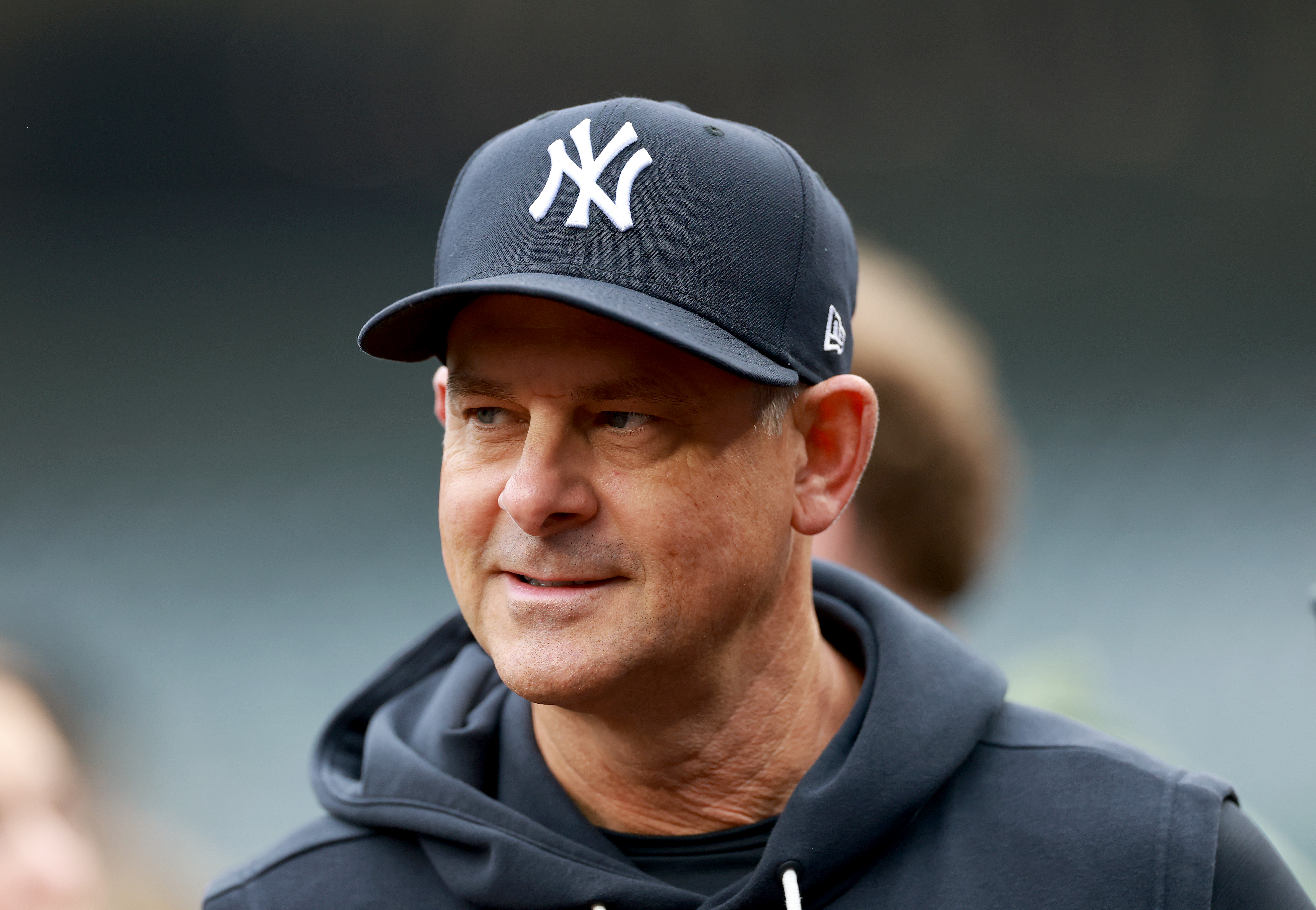 New York Yankees manager Aaron Boone at Yankee Stadium ahead of his team's game against the Miami Marlins.