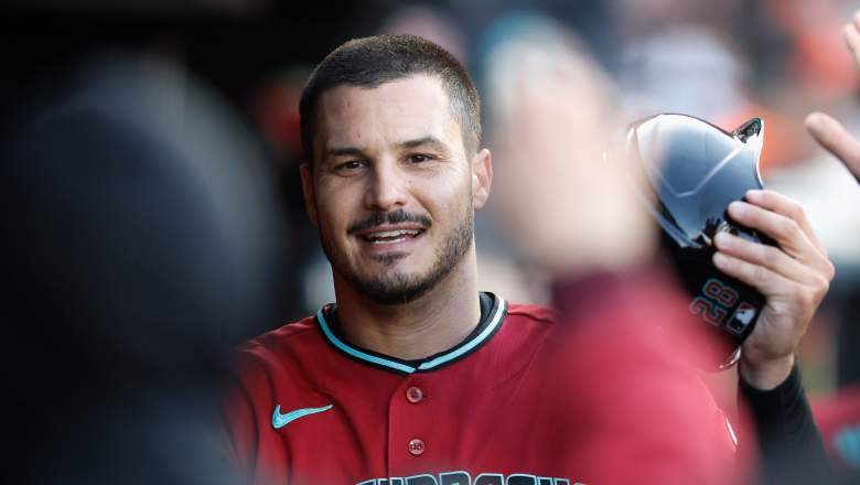 Arizona Diamondbacks third baseman Nolan Arenado in the dugout after scoring a run against the San Francisco Giants at Oracle Park on May 26, 2026.