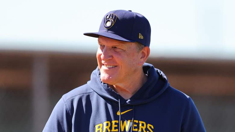 Milwaukee Brewers manager Pat Murphy observing Spring Training workouts at American Family Fields in Phoenix, Arizona ahead of the 2024 season.