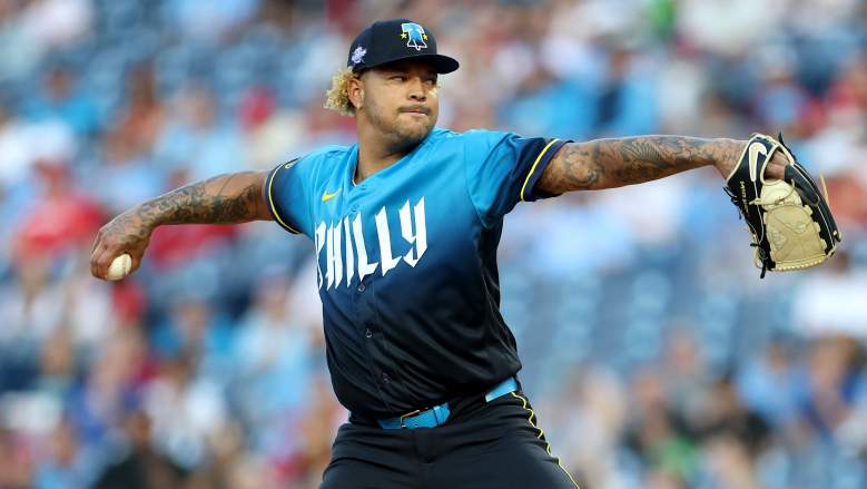 Philadelphia Phillies starting pitcher Taijuan Walker faces the Atlanta Braves at Citizens Bank Park on April 17, 2026.