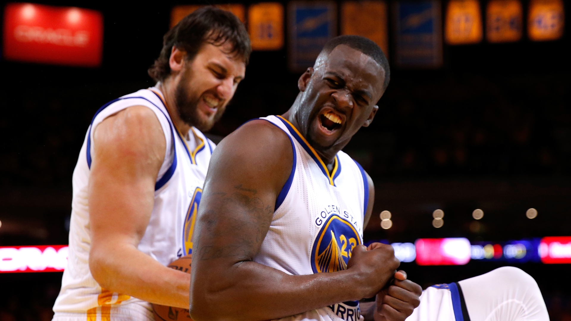 Andrew Bogut and Draymond Green