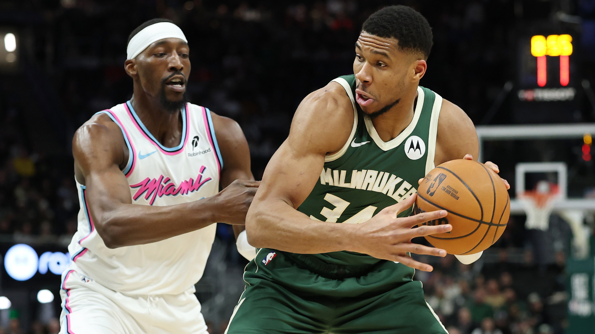 Bam Adebayo and Giannis Antetokounmpo
