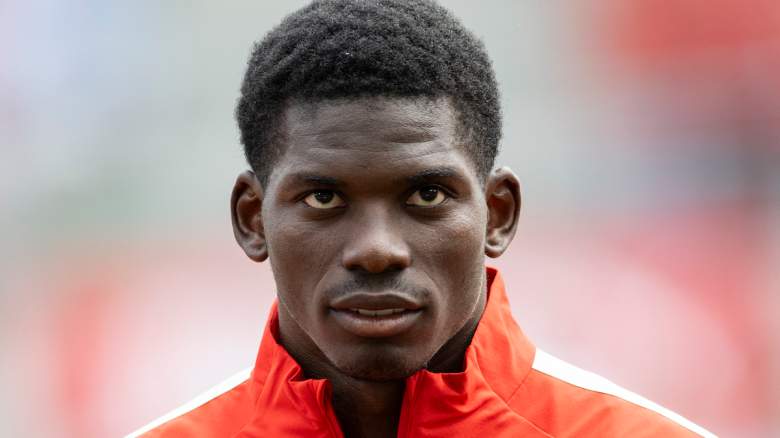 Switzerland's forward #7 Breel Embolo poses.
