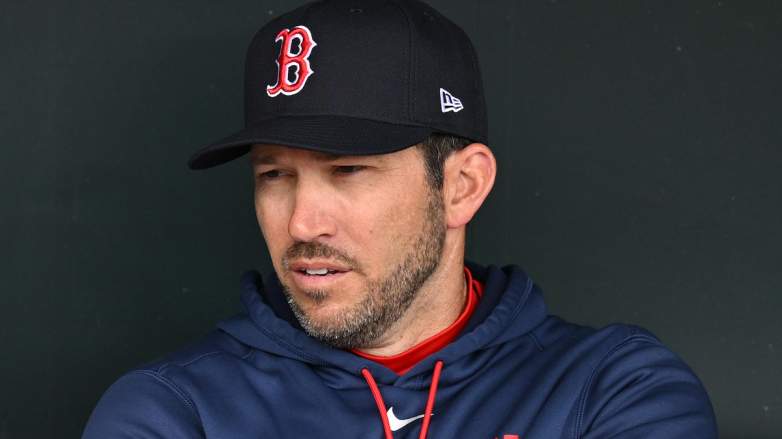 Boston Red Sox interim manager Chad Tracy watches from the dugout during a game at Fenway Park.
