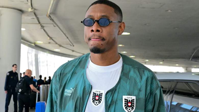 Austria's football team player and captain David Alaba arrives.
