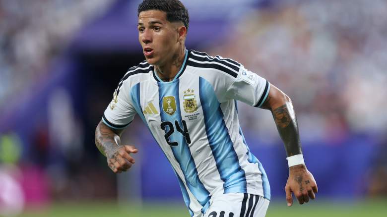 Enzo FernÃ¡ndez #24 of Argentina during the FIFA World Cup.