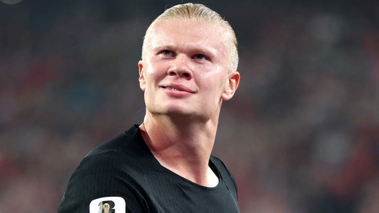 Erling Haaland #9 of Norway celebrates.