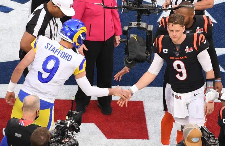 Cincinnati Bengals quarterback Joe Burrow is linked to a trade to the Los Angeles Rams in 2028 after Matthew Stafford retires.