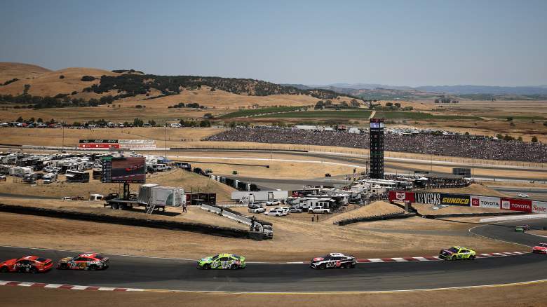 General view of NASCAR Cup Series cars racing at Sonoma Raceway during the Toyota/Save Mart 350.