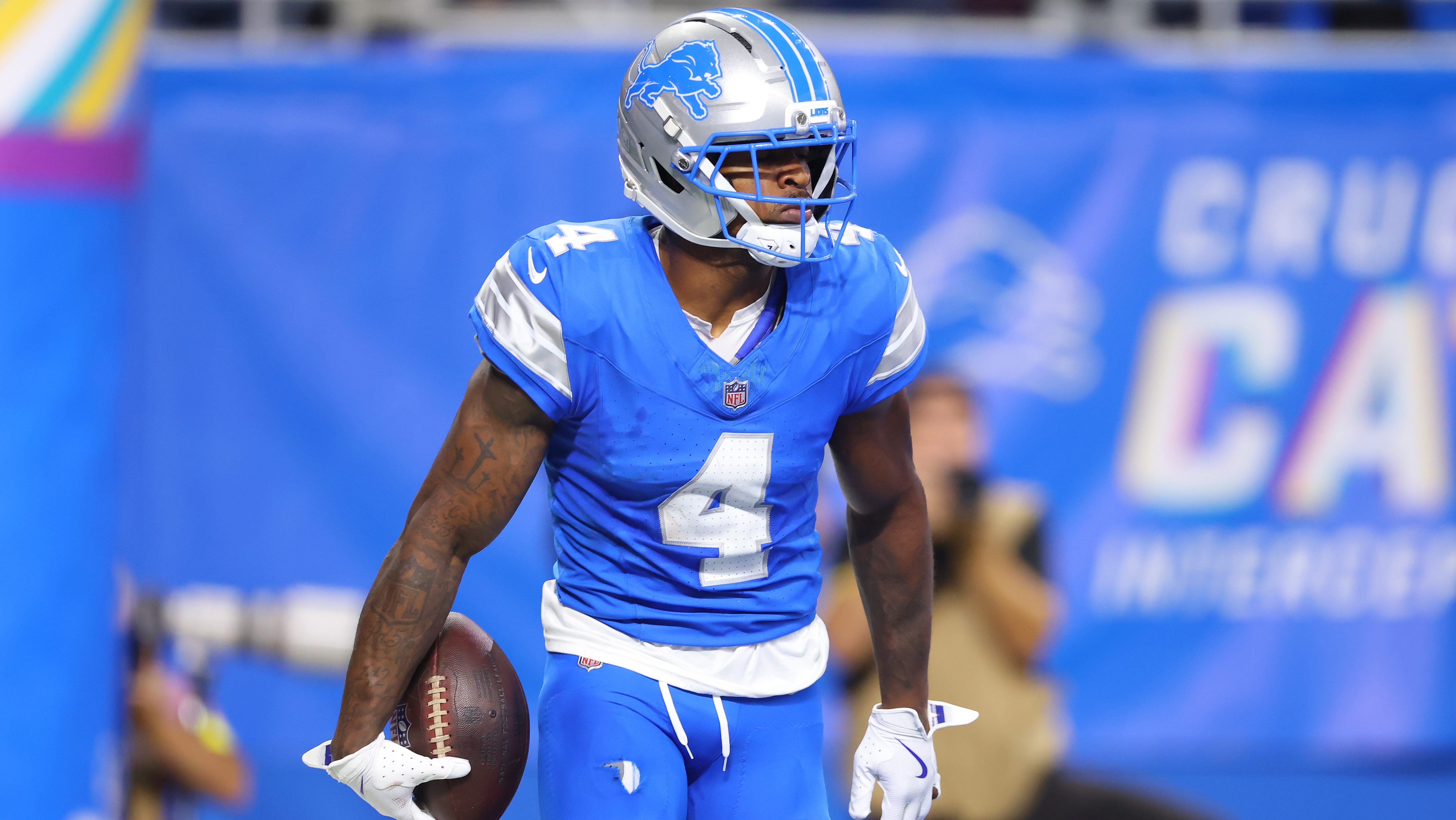 D.J. Reed #4 of the Detroit Lions plays against the Cleveland Browns at Ford Field on September 28, 2025 in Detroit, Michigan.