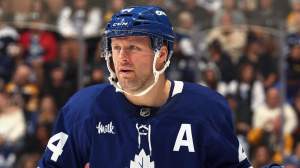Morgan Rielly #44 of the Toronto Maple Leafs skates against the Boston Bruins at Scotiabank Arena on November 08, 2025 in Toronto, Ontario, Canada.
