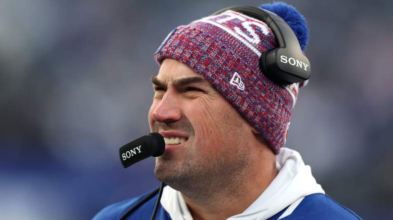Interim head coach Mike Kafka of the New York Giants looks on during the second half against the Dallas Cowboys at MetLife Stadium on January 04, 2026 in East Rutherford, New Jersey.