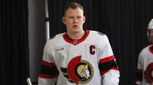 Brady Tkachuk #7 of the Ottawa Senators walks out for warmups prior to the game against the New York Rangers at Madison Square Garden on January 14, 2026 in New York City.