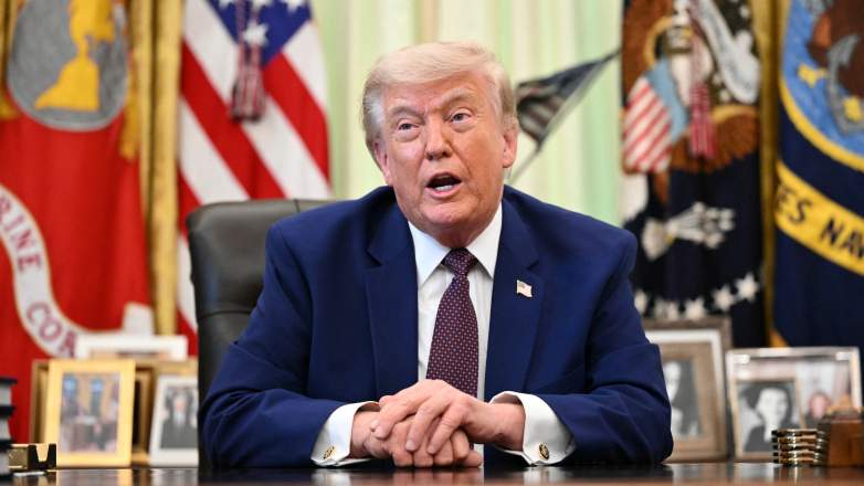 President Donald Trump speaks during a press event in the Oval Office at the White House on June 3, 2026.
