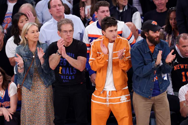 Christine Taylor, Ben Stiller and TimothÃ©e Chalamet