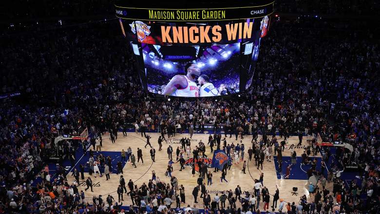 Madison Square Garden celebrates after the Knicks defeated the Spurs in Game 4 of the 2026 NBA Finals.