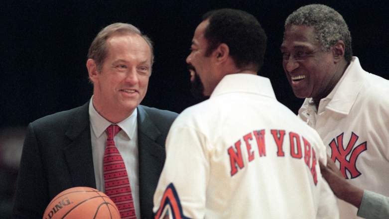 Knicks legends Willis Reed, Earl Monroe, Walt Frazier and Bill Bradley attend an event honoring New York's championship history.