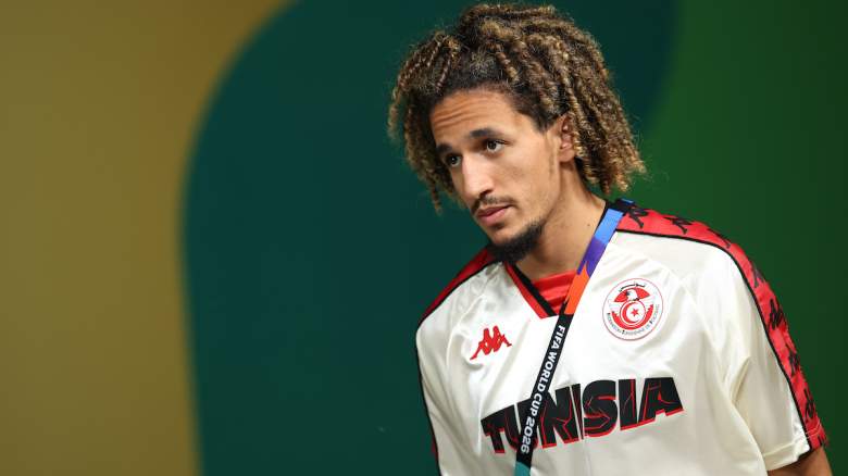 Hannibal Mejbri #10 of Tunisia arrives.