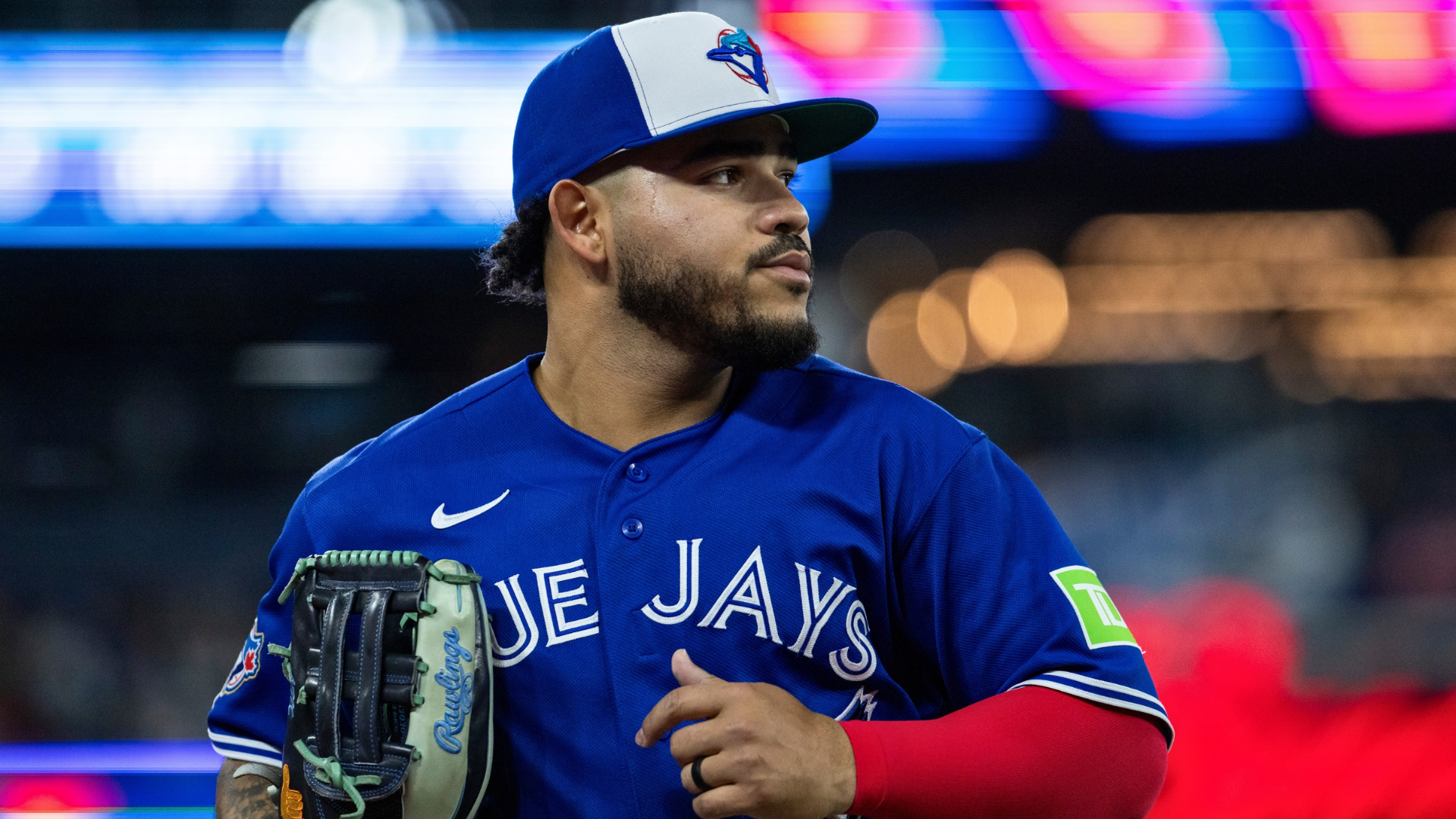 Yohendrick Pinango #24 of the Toronto Blue Jays makes his MLB debut against the Cleveland Guardians at the Rogers Centre on April 26, 2026 in Toronto, Canada. (Photo by Tara Walton/Getty Images)
