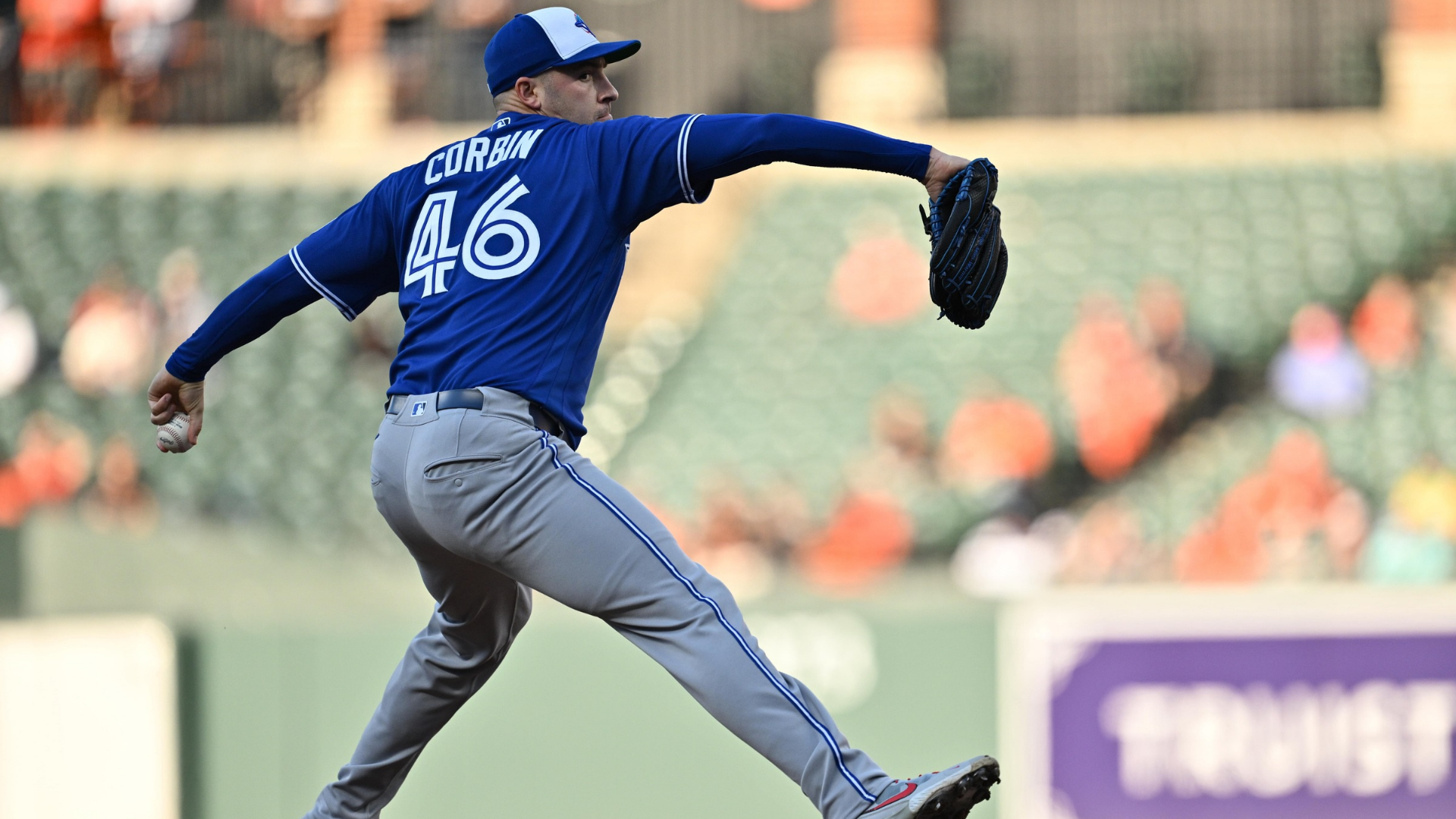 Patrick Corbin #46 of the Toronto Blue Jays pitches in the first inning against the Baltimore Orioles at Oriole Park at Camden Yards on May 28, 2026 in Baltimore, Maryland. (Photo by Jamie Sabau/Getty Images)